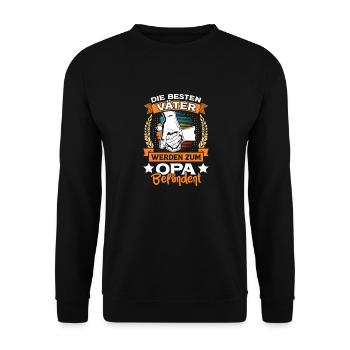 Opi DIE BESTEN VÄTER WERDEN ZUM OPA BEFÖRDERT - Unisex Pullover - Schwarz - Vorne - Alina (178cm) & Michal (187cm)
