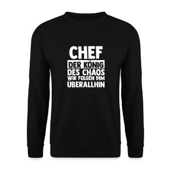 Teamleiter Chef Abschied - Unisex Pullover - Schwarz - Vorne - Alina (178cm) & Michal (187cm)
