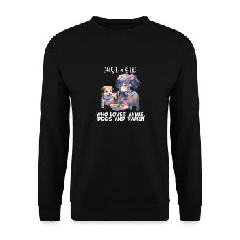 Just a girl who loves anime, dogs and ramen manga - Unisex Sweatshirt - black - Front - Alina (178cm) & Michal (187cm)