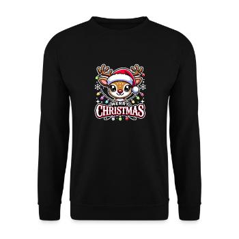 Merry Christmas Reindeer Happy Xmas Family - Unisex Sweatshirt - black - Front - Alina (178cm) & Michal (187cm)