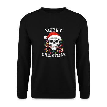 Merry Christmas Skull Skeleton with Santa Hat Xmas - Unisex Sweatshirt - black - Front - Alina (178cm) & Michal (187cm)