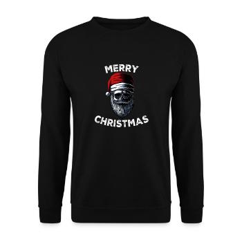 Merry Christmas Skull Skeleton with Santa Hat Xmas - Unisex Sweatshirt - black - Front - Alina (178cm) & Michal (187cm)