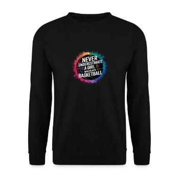 Ne sous-estimez jamais une fille qui joue au basket-ball - Sweat-shirt Unisexe - noir - Devant - Alina (178cm) & Michal (187cm)