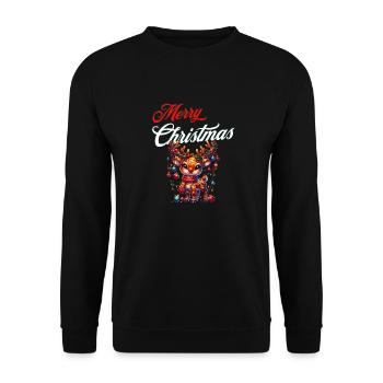 Merry Christmas with funny reindeer Merry Xmas - Unisex Sweatshirt - black - Front - Alina (178cm) & Michal (187cm)