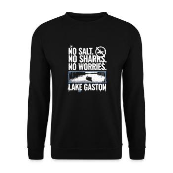 Dein Rückzugsort am See - Unisex Pullover - Schwarz - Vorne - Alina (178cm) & Michal (187cm)