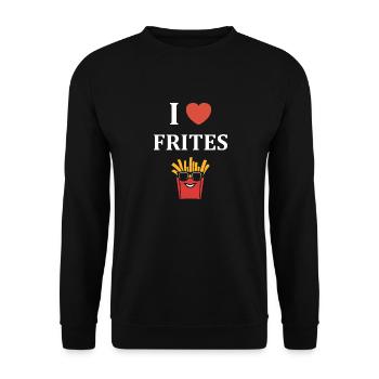 frites - Sweat-shirt Unisexe - noir - Devant - Alina (178cm) & Michal (187cm)