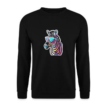Lustiges Zebra mit Sonnenbrille für einen Zebra - Unisex Pullover - Schwarz - Vorne - Alina (178cm) & Michal (187cm)