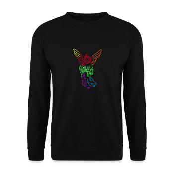 LGBT Regenbogen Engel Christmas Regenbogenfahne - Unisex Pullover - Schwarz - Vorne - Alina (178cm) & Michal (187cm)