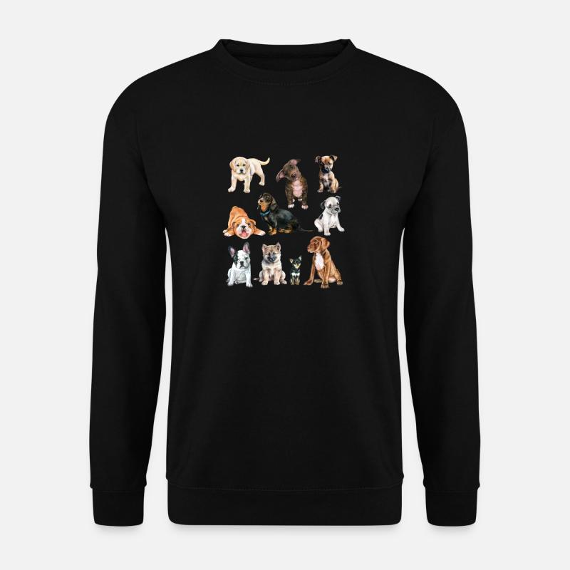 Süße Hunde.Süße Welpen verschiedener Hunderassen - Unisex Pullover - Schwarz