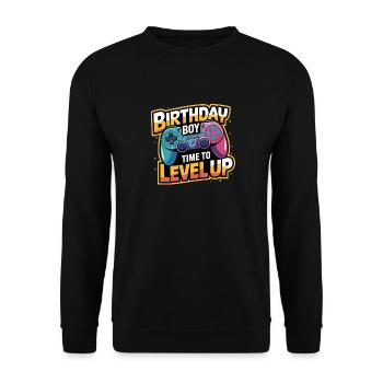 Birthday Boy Time to Level Up Birthday Gamer Boys - Sweat-shirt Unisexe - noir - Devant - Alina (178cm) & Michal (187cm)