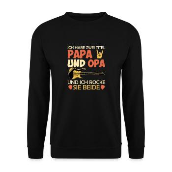 Opi HABE ZWEI TITEL PAPA UND OPA UND ROCKE SIE - Unisex Pullover - Schwarz - Vorne - Alina (178cm) & Michal (187cm)