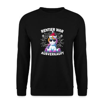 Rentier war ausverkauft Einhorn Weihnachten - Unisex Pullover - Schwarz - Vorne - Alina (178cm) & Michal (187cm)