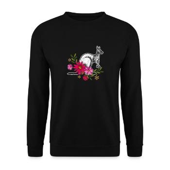 Kangaroo With Flowers - Unisex Sweatshirt - black - Front - Alina (178cm) & Michal (187cm)