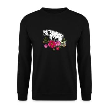 Hyena With Flowers - Unisex Sweatshirt - black - Front - Alina (178cm) & Michal (187cm)