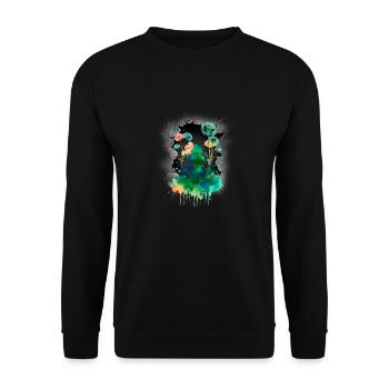 Mystical, Nature, Nature Lover, Flowers, Yoga - Unisex Sweatshirt - black - Front - Alina (178cm) & Michal (187cm)