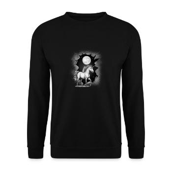 Fabelwesen Pferd Pferde Einhorn Einhörner Mond - Unisex Pullover - Schwarz - Vorne - Alina (178cm) & Michal (187cm)