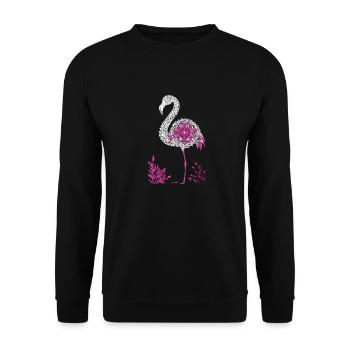 Mandala Flamingo Flamingo Wasservogel Flamingo - Unisex Pullover - Schwarz - Vorne - Alina (178cm) & Michal (187cm)