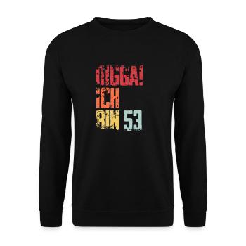 53. Geburtstag 53 Jahre Geschenk Spruch - Unisex Pullover - Schwarz - Vorne - Alina (178cm) & Michal (187cm)