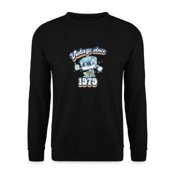 Vintage Since 1979 Retro 46th Birthday Cassette - Unisex Sweatshirt - black - Front - Alina (178cm) & Michal (187cm)