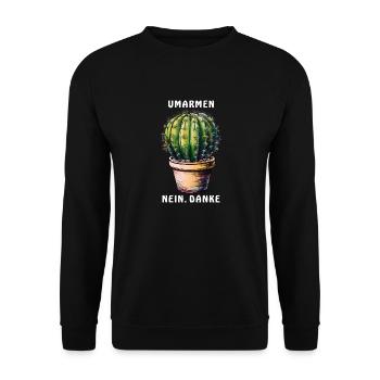 KAKTUS UMARMEN NEIN, DANKE - Unisex Pullover - Schwarz - Vorne - Alina (178cm) & Michal (187cm)
