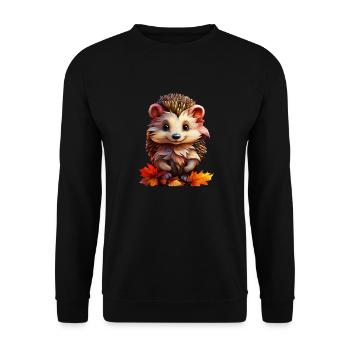 HEDGEHOG AUTUMN LEAVES - Unisex Sweatshirt - black - Front - Alina (178cm) & Michal (187cm)