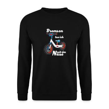 LAUFRAD Bremsen tue ich mit der Nase - Unisex Pullover - Schwarz - Vorne - Alina (178cm) & Michal (187cm)