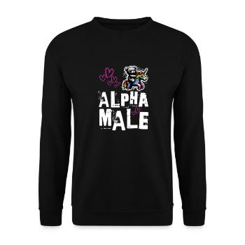 Alpha Einhorn - Süßer Teddy reitet auf Einhorn - Unisex Pullover - Schwarz - Vorne - Alina (178cm) & Michal (187cm)