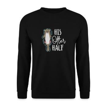 Couple Loutre Jeu de mots Saint-Valentin - Sweat-shirt Unisexe - noir - Devant - Alina (178cm) & Michal (187cm)