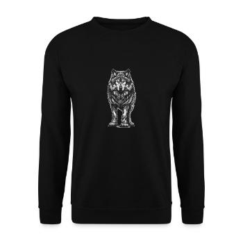 Halloween Wolf Wölfe mystisch - Unisex Pullover - Schwarz - Vorne - Alina (178cm) & Michal (187cm)