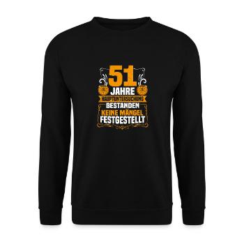 51 Jahre Hauptuntersuchung 51. Geburtstag - Unisex Pullover - Schwarz - Vorne - Alina (178cm) & Michal (187cm)