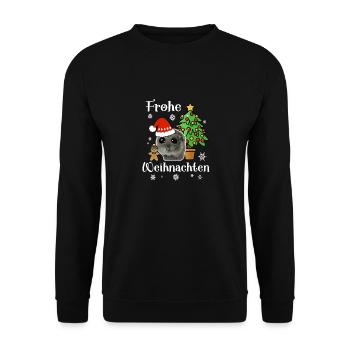 Frohe Weihnachten Hamster Weihnachtsdeko - Unisex Pullover - Schwarz - Vorne - Alina (178cm) & Michal (187cm)