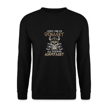 Lieber Ehrlich Gehasst Als Verlogen Angepasst - Unisex Pullover - Schwarz - Vorne - Alina (178cm) & Michal (187cm)