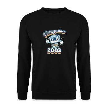 Vintage 2002 Kassette 23. Geburtstag Retro - Unisex Pullover - Schwarz - Vorne - Alina (178cm) & Michal (187cm)