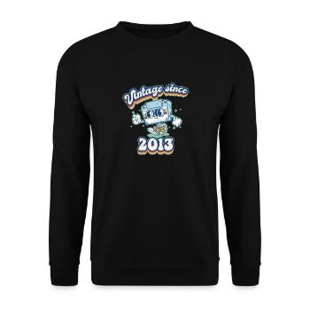 Jahrgang seit 2013 Klassisch 12. Geburtstag Retro - Unisex Pullover - Schwarz - Vorne - Alina (178cm) & Michal (187cm)