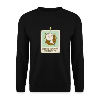 Hier Ist Ein Wirklich Altes Bild Von Mir Lustiges - Unisex Pullover - Schwarz - Vorne - Alina (178cm) & Michal (187cm)