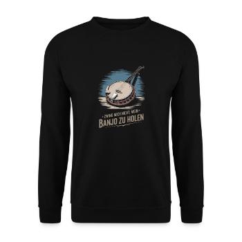 Banjo Spieler Bluegrass Musik Saiteninstrument - Unisex Pullover - Schwarz - Vorne - Alina (178cm) & Michal (187cm)