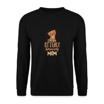 Otter Mom Pun I'm An Otterly - Unisex Pullover - Schwarz - Vorne - Alina (178cm) & Michal (187cm)