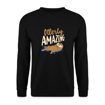 Otter Pun Otterly Amazing - Unisex Pullover - Schwarz - Vorne - Alina (178cm) & Michal (187cm)