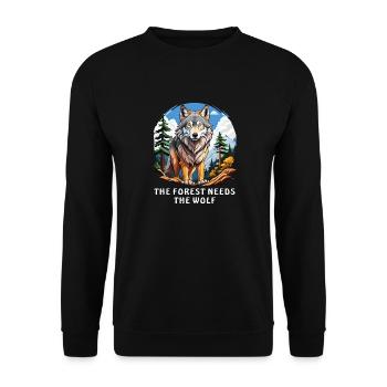 THE FOREST NEEDS THE WOLF - Unisex Sweatshirt - black - Front - Alina (178cm) & Michal (187cm)