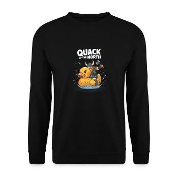 Wikinger-Krieger reitet Gummiente für Männer - Unisex Pullover - Schwarz - Vorne - Alina (178cm) & Michal (187cm)
