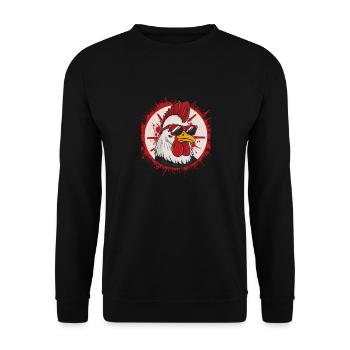 Stolzer Hahn für einen Hühnerzüchter Hühnerhalter - Unisex Pullover - Schwarz - Vorne - Alina (178cm) & Michal (187cm)