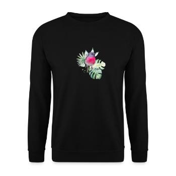 Watercolor Pink Robin with Tropical Leaves - Unisex Sweatshirt - black - Front - Alina (178cm) & Michal (187cm)