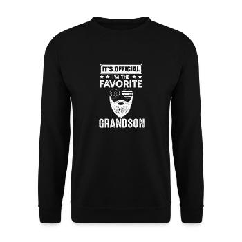Es ist offiziell: Ich bin der Lieblingsenkel - Unisex Pullover - Schwarz - Vorne - Alina (178cm) & Michal (187cm)