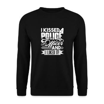 Police Officer I Kissed A Police Officer - Unisex Sweatshirt - black - Front - Alina (178cm) & Michal (187cm)