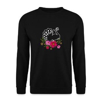 Peacock With Flowers - Unisex Sweatshirt - black - Front - Alina (178cm) & Michal (187cm)