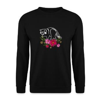 Raccoon With Flowers - Unisex Sweatshirt - black - Front - Alina (178cm) & Michal (187cm)