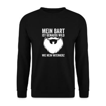 Papa Mit Bart - Unisex Pullover - Schwarz - Vorne - Alina (178cm) & Michal (187cm)