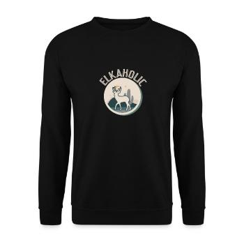 Elchjagd Elkaholische Jäger - Unisex Pullover - Schwarz - Vorne - Alina (178cm) & Michal (187cm)