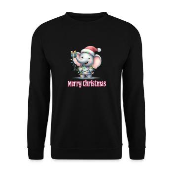Little Elephant Christmas Hat Merry Christmas - Unisex Sweatshirt - black - Front - Alina (178cm) & Michal (187cm)