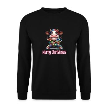Cool Souriant Vache Fée Guirlandes Joyeux Noël - Sweat-shirt Unisexe - noir - Devant - Alina (178cm) & Michal (187cm)